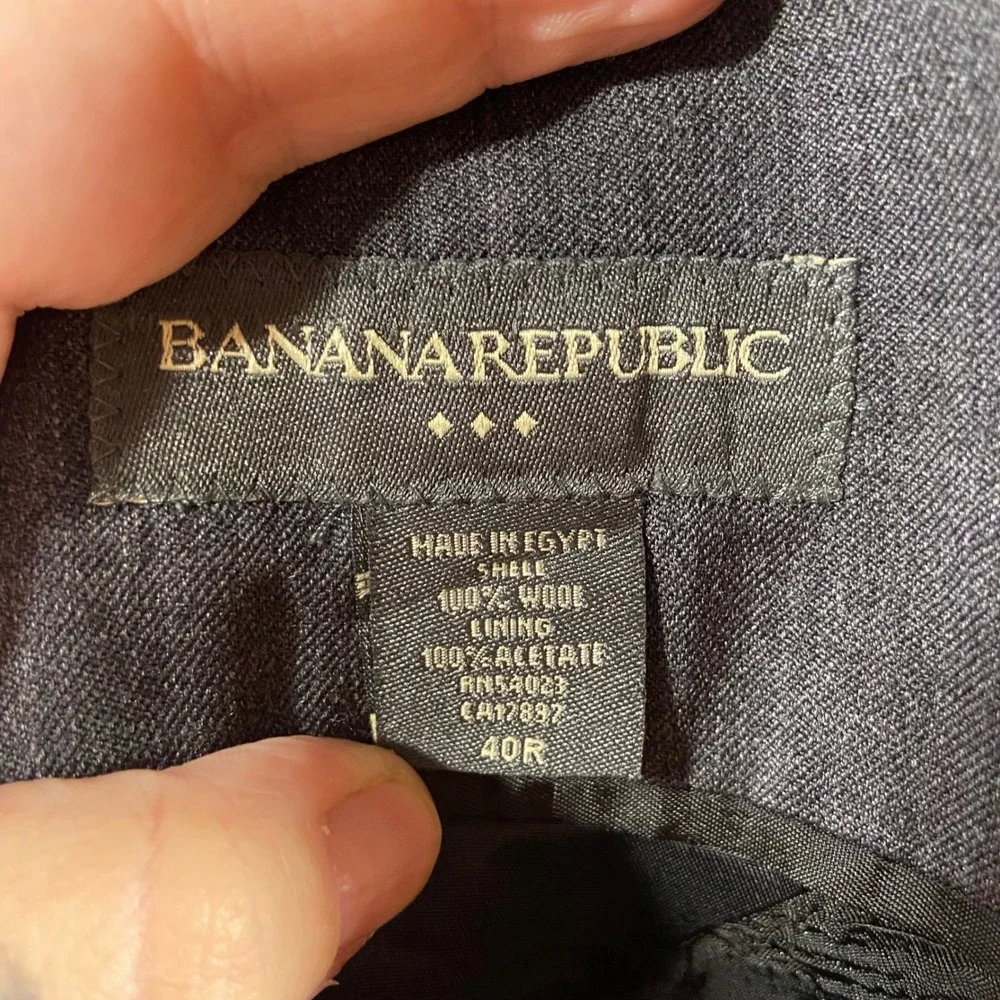 Banana Republic wool 40r Blazer Sport Coat Gray 3 button flap pocket office
